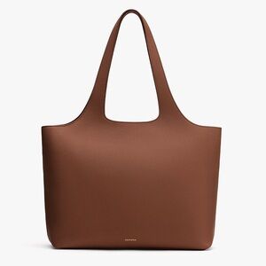 Cuyana System Zipper Tote 16-inch Pebbled Leather Dark Chestnut
